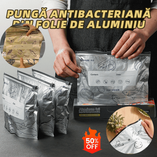 🔥🔥Un total de 120 de pungi antibacteriene din folie de aluminiu, super ușor de utilizat, pentru păstrarea prospețimii.