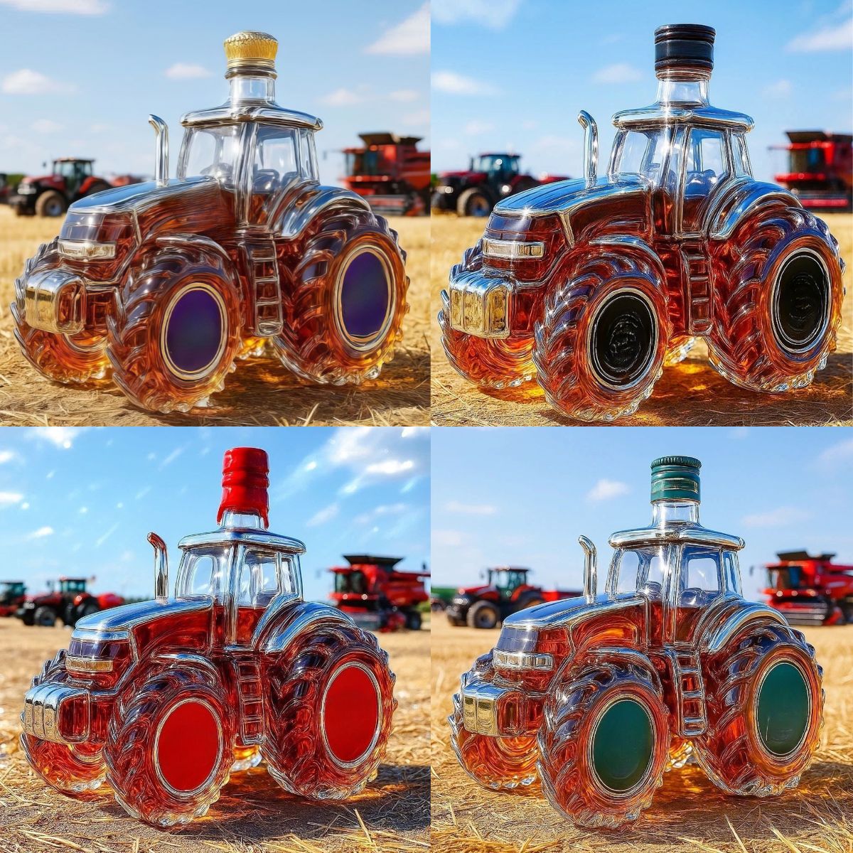 🎁🚜Retro fľaša farmárskeho traktora, kreatívna zapečatená ozdoba na fľašu whisky (nealkoholická)