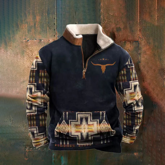 👕2025 Есенно-зимен мъжки моден, топъл пуловер с дълъг ръкав и 3D щампа