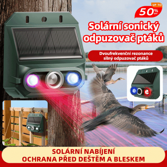 【Cumpărați 1 și primiți 1 gratuit】Repelent solar cu ultrasunete pentru animale pentru exterior Repelent pentru păsări cu lumină infraroșu intermitent cu LED roșu și albastru