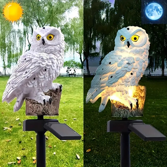 🦉 Lampă solară decorativă în formă de bufniță – Lumină caldă pentru grădina ta