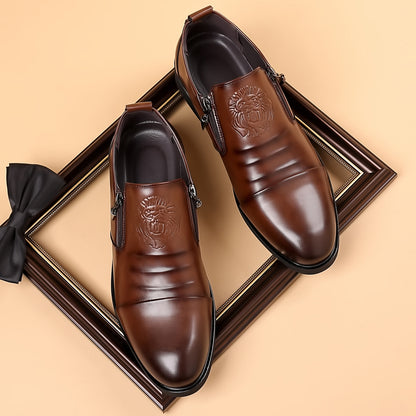 💥👞【Nový produkt】🔥【39-48】Pánské kožené boty s potiskem lva – elegantní, módní, dokonale ukazující váš jedinečný styl