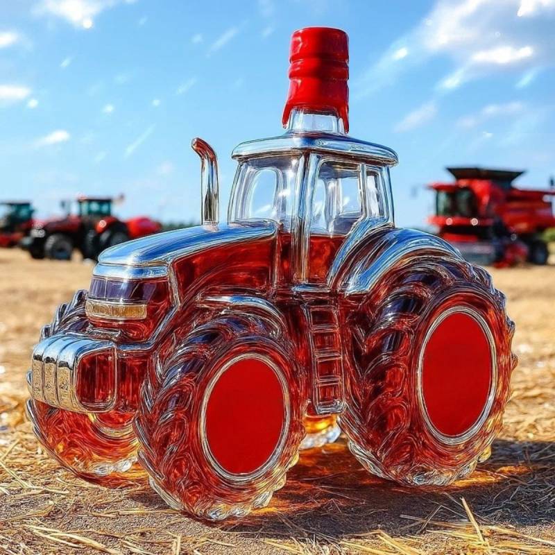 🔥🚜Sticlă de vin retro cu tractor agricol，🎁🎁Ornamente creative sigilate pentru sticle de whisky