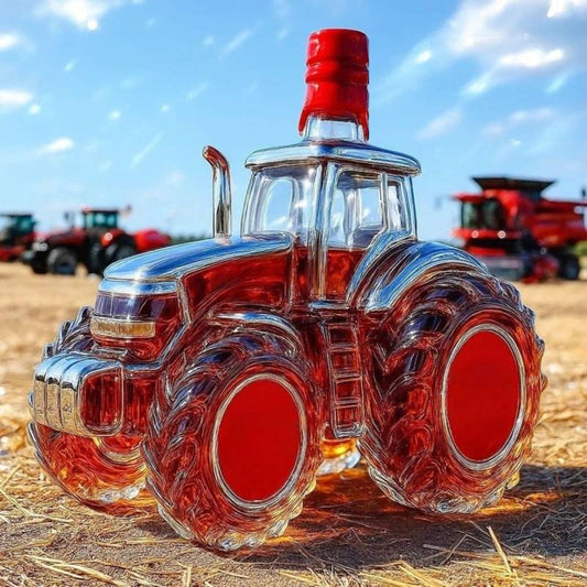 🔥🚜Sticlă de vin retro cu tractor agricol，🎁🎁Ornamente creative sigilate pentru sticle de whisky