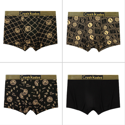 🚹✅💥【40-140 kg】Oddychająca bielizna z lodowego jedwabiu dla mężczyzn, wygodna bezszwowa bielizna, duży rozmiar, modny nadruk