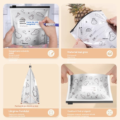 🥩【30 bucăți】Pungă sigilată din folie de aluminiu cu fermoar, pentru păstrarea prospețimii, pentru uz casnic la frigider de calitate alimentară