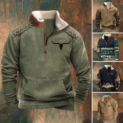 👕【S-4XL】 Moden moški topel pulover z dolgimi rokavi in 3D potiskom za jesen in zimo 2025.