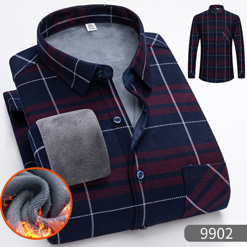 🔥👔【L-5XL】 Camisa de negocios de manga larga cálida para otoño e invierno