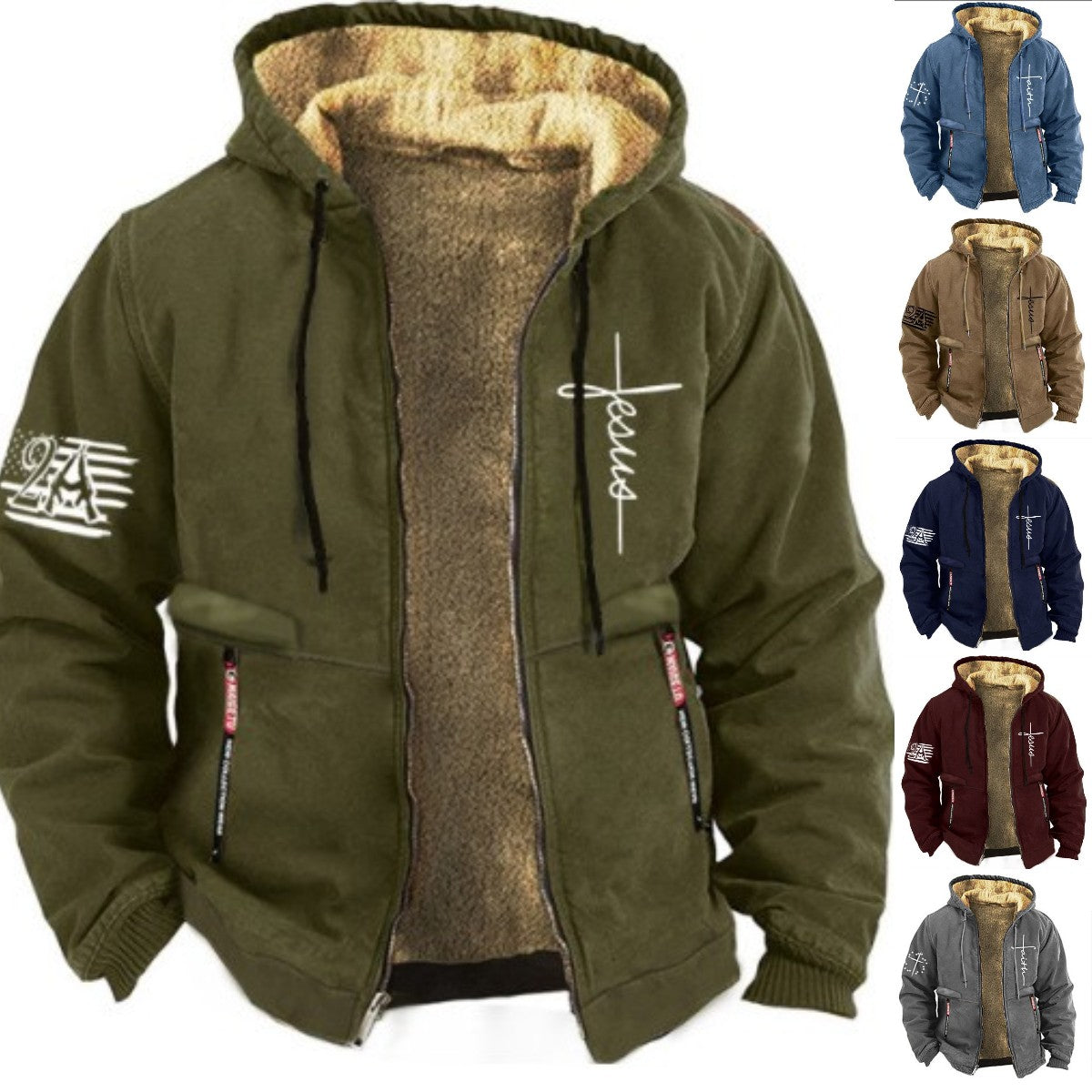 【S-3XL】Jachetă îngroșată de catifea cu glugă pentru bărbați la modă de toamnă și iarnă