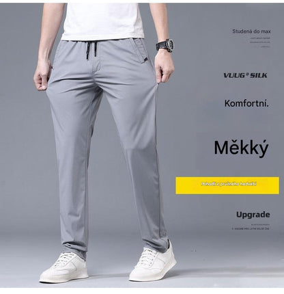 🔥【40-115 kg】2025 nové podzimní elastické kalhoty z ledového hedvábí