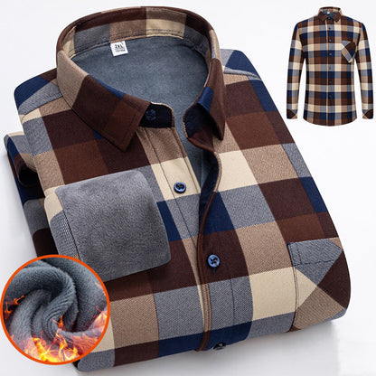 👔【L-5XL】Podzimní a zimní teplá obchodní košile s dlouhým rukávem