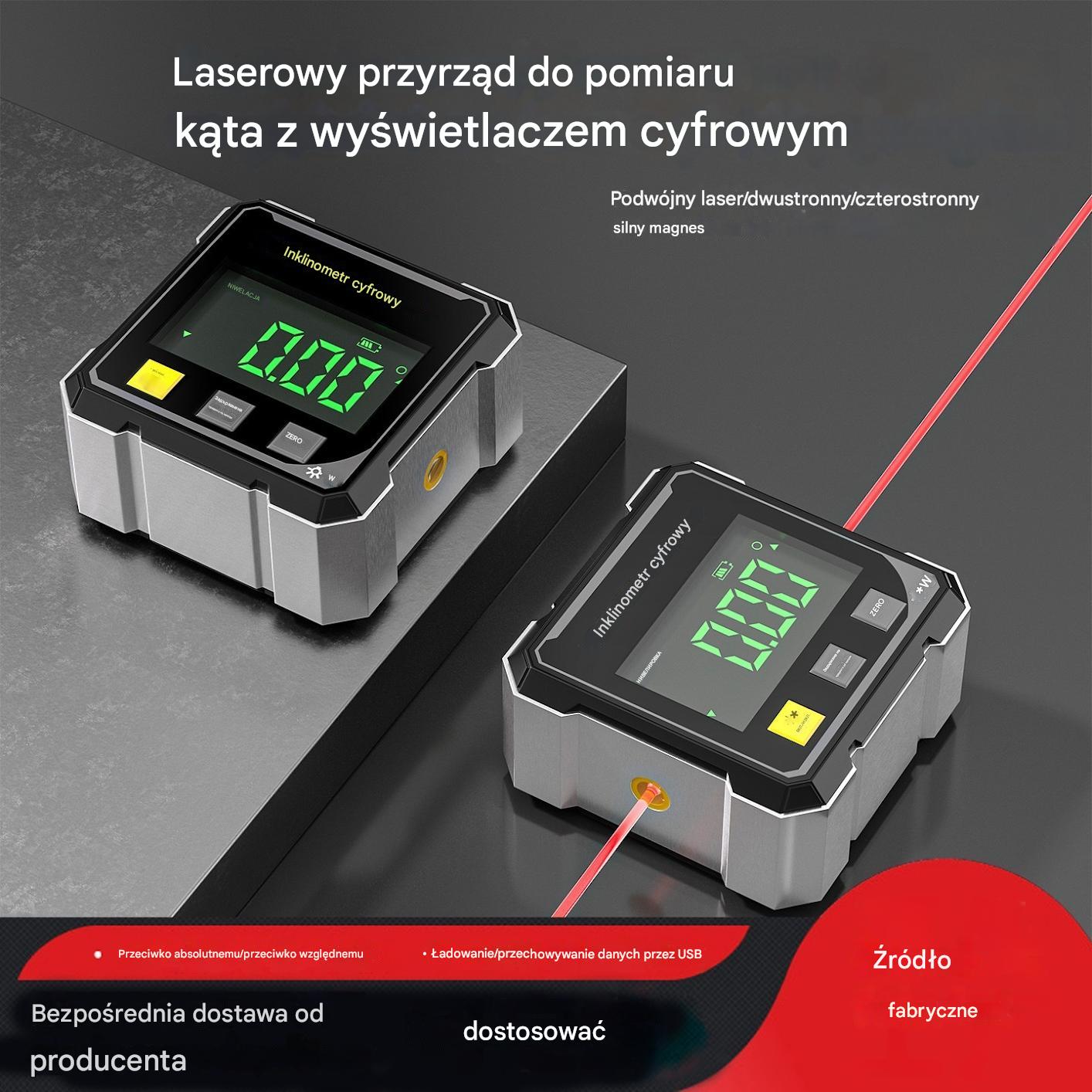 📢📢 💥Czterostronna magnetyczna, dwustronna elektroniczna poziomica laserowa