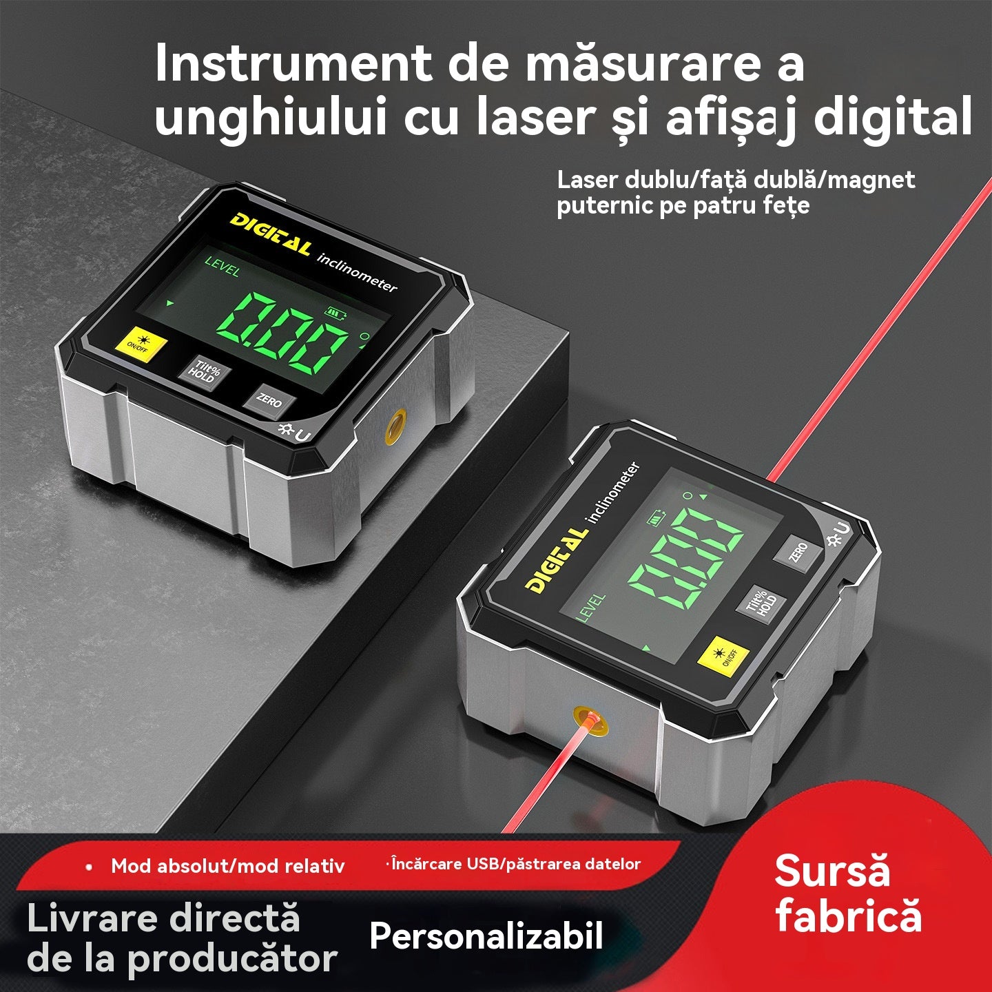 RAPID ȘI PRECIS - Digital Protractor Electronic Inclinometru