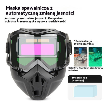 🔥😎W pełni automatyczny hełm spawalniczy z maską ochronną montowaną na głowie i funkcją zmiany światła dla spawaczy