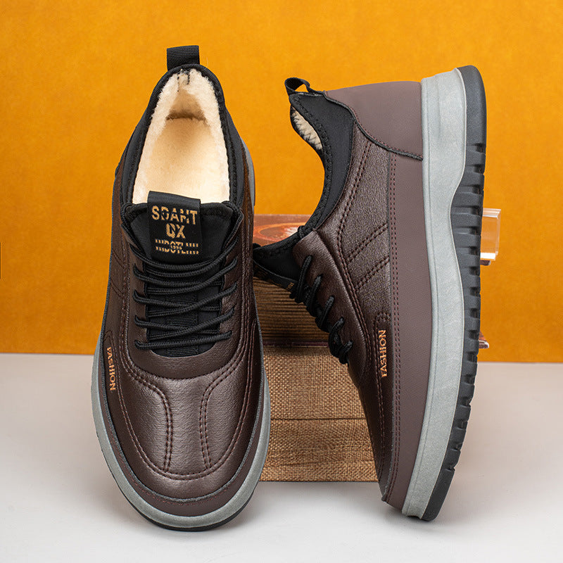 ⛄🥾【39-45】Męskie zimowe buty sportowe do rekreacji, ze skóry naturalnej, wodoodporne, z miękką podeszwą i aksamitem