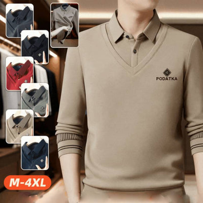 🔥【M-4XL】Moška vrhunska dvodelna topla majica iz kašmirja vse v enem