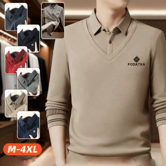 🔥【M-4XL】Moška vrhunska dvodelna topla majica iz kašmirja vse v enem