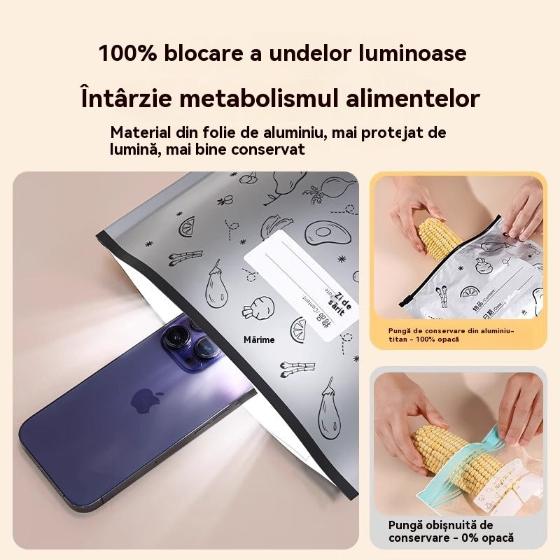 🥩【30 bucăți】Pungă sigilată din folie de aluminiu cu fermoar, pentru păstrarea prospețimii, pentru uz casnic la frigider de calitate alimentară