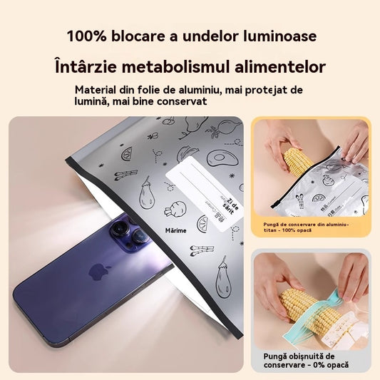 🥩【30 bucăți】Pungă sigilată din folie de aluminiu cu fermoar, pentru păstrarea prospețimii, pentru uz casnic la frigider de calitate alimentară