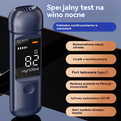 🍷 Wysokiej precyzji przenośny alkomat – zmierz poziom alkoholu we krwi przed prowadzeniem pojazdu