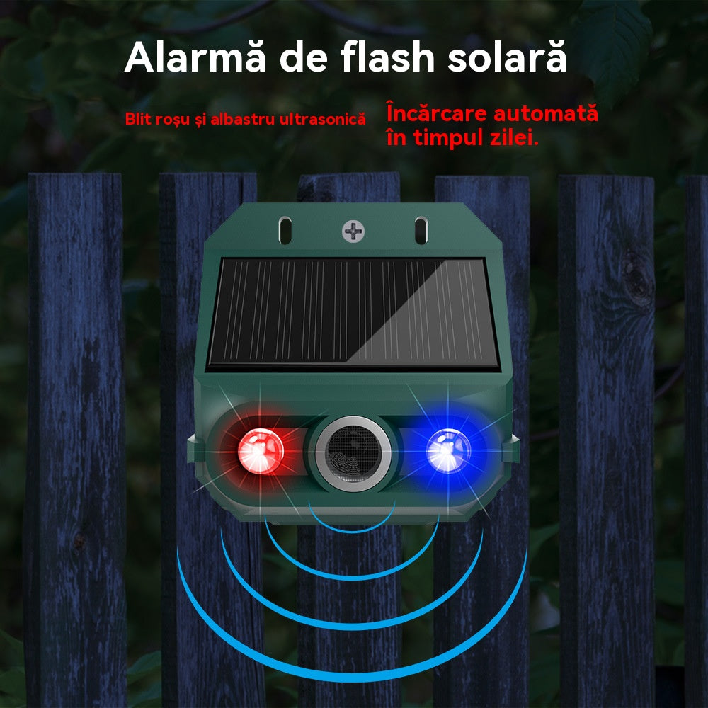 【Cumpărați 1 și primiți 1 gratuit】Repelent solar cu ultrasunete pentru animale pentru exterior Repelent pentru păsări cu lumină infraroșu intermitent cu LED roșu și albastru