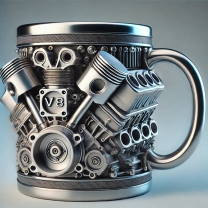 🎁⚙️ Ceașcă de cafea mecanică 3D din oțel inoxidabil V6V8