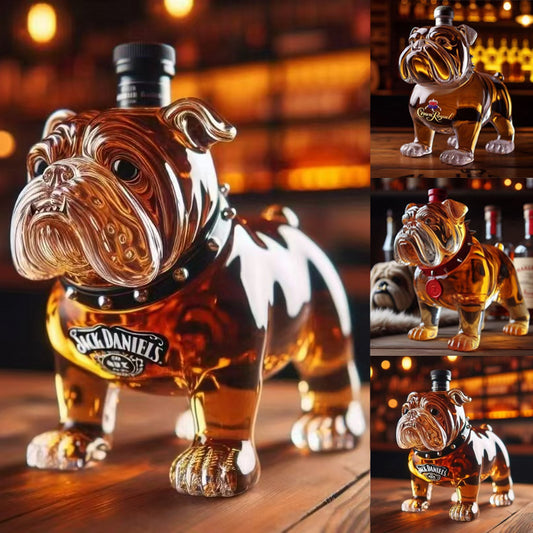 Sticlă de whisky amuzantă în formă de buldog francez