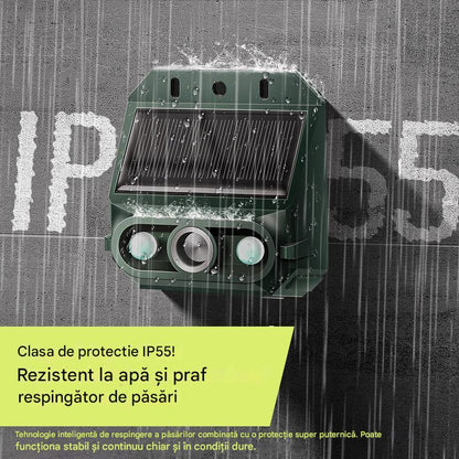 【Cumpărați 1 și primiți 1 gratuit】Repelent solar cu ultrasunete pentru animale pentru exterior Repelent pentru păsări cu lumină infraroșu intermitent cu LED roșu și albastru