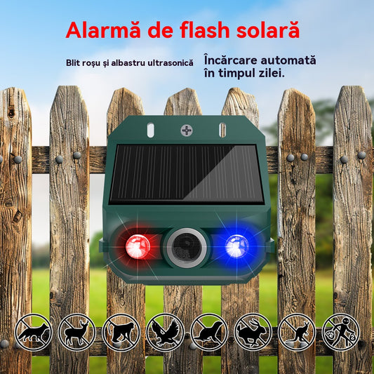 【Cumpărați 1 și primiți 1 gratuit】Repelent solar cu ultrasunete pentru animale pentru exterior Repelent pentru păsări cu lumină infraroșu intermitent cu LED roșu și albastru